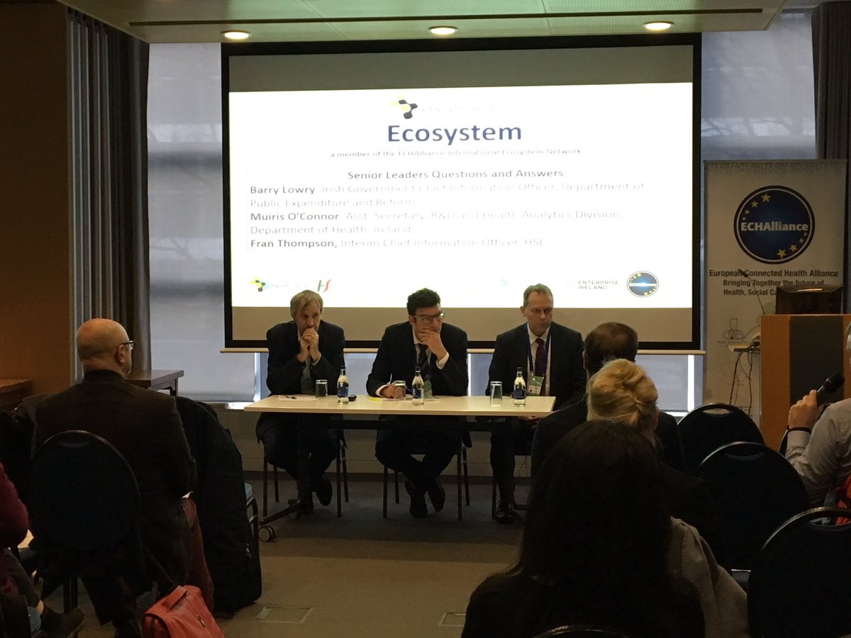 Kevin Ryan (@ei_kryan) on Twitter photo Some of the key decision makers in Healthcare taking questions from the floor at this mornings @eHealthIreland event in Enterprise Ireland with Muiris O’Connor from Dept Health, Barry Lowry from <a href="/IRLDeptPER/">Department of Public Expenditure</a> and Fran Thompson <a href="/HSELive/">HSE Ireland</a> #Collaboration <a href="/CCIO_IRL/">CCIO Network Ireland</a> <a href="/Entirl/">Enterprise Ireland</a> #eHealth4All Some of the key decision makers in Healthcare taking questions from the floor at this mornings @eHealthIreland event in Enterprise Ireland with Muiris O’Connor from Dept Health, Barry Lowry from <a href="/IRLDeptPER/">Department of Public Expenditure</a> and Fran Thompson <a href="/HSELive/">HSE Ireland</a> #Collaboration <a href="/CCIO_IRL/">CCIO Network Ireland</a> <a href="/Entirl/">Enterprise Ireland</a> #eHealth4All