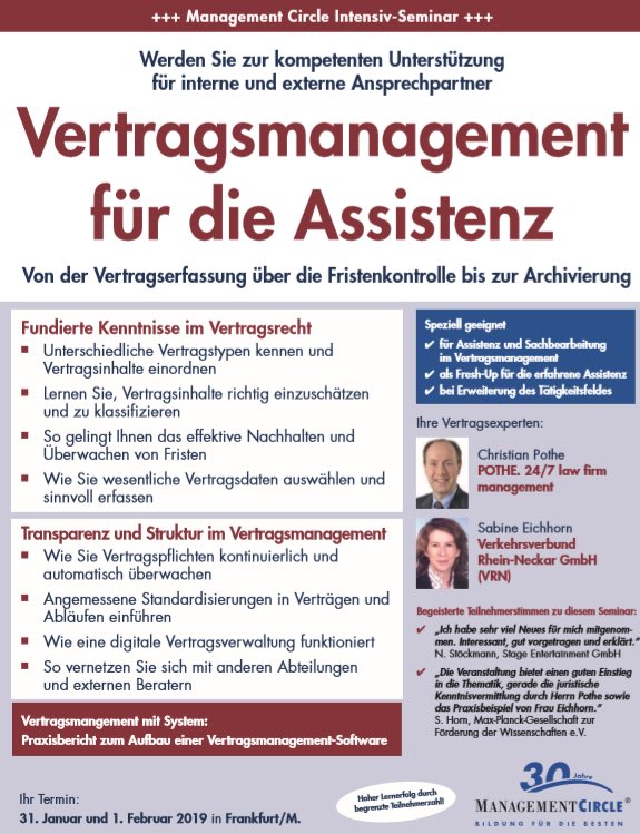 ChristianPothe's tweet photo. Mein erster Einsatz für ManagementCircle in diesem Jahr: „Vertragsmanagement für die Assistenz“. Sehr engagierte Teilnehmer und mit Sabine Eichhorn vom Verkehrsverbund Rhein-Neckar eine großartige Co-Referentin.
#ManagementCircle #VertragsManagement #VRN #TFCI #Vano #vcmagazin https://t.co/auMamN6tfA