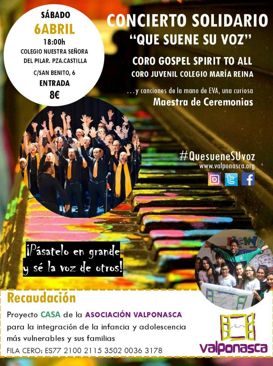 avalponasca's tweet photo. Juntos los SUEÑOS son posibles. Necesitamos tu ayuda para seguir #AbriendoCaminos a muchos chavales y sus familias en situación vulnerable. 
No te pierdas el CONCIERTO SOLIDARIO del 6 de Abril 🎤🤲🏼
😃¡Te lo vas a pasar en grande!🎉
#QuesueneSUvoz 
👇 https://t.co/JAD043OwGp https://t.co/wQvSxoSZ0U