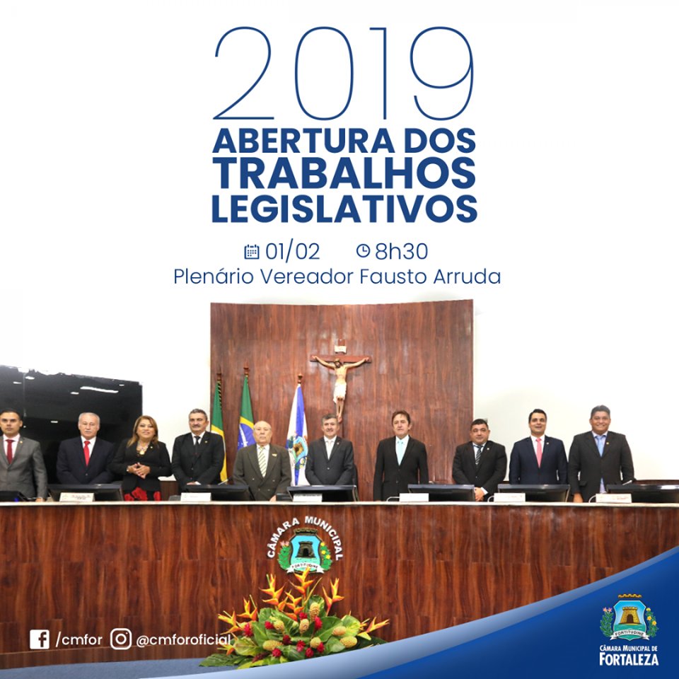 cmforoficial's tweet photo. A Câmara Municipal de Fortaleza realiza hoje, às 9h da manhã, solenidade de abertura das atividades legislativas do 1º semestre de 2019. #CMFor #AgenciaFortaleza https://t.co/3Avltpl66z