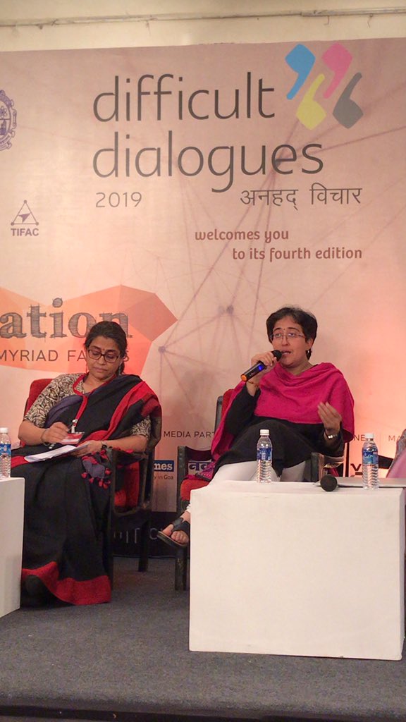 AkshayMarathe's tweet image. &quot;Why did govts after govt neglect govt schools and public education? Someone should research the link between politicians and pvt schools, and we will find the answer&quot; - @AtishiAAP at #DifficultDialogues conference in Goa @d_dialogues