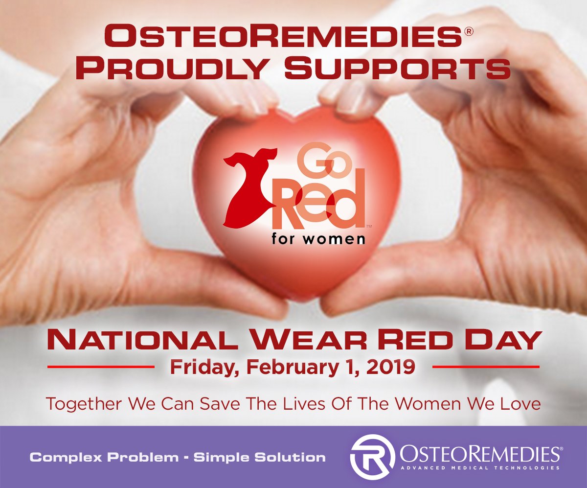 OsteoRemedies's tweet photo. OsteoRemedies® is proud to support the American Heart Association® on National Wear Red Day. #1in3 #MEMGoRed https://t.co/VT7ohPuE0S