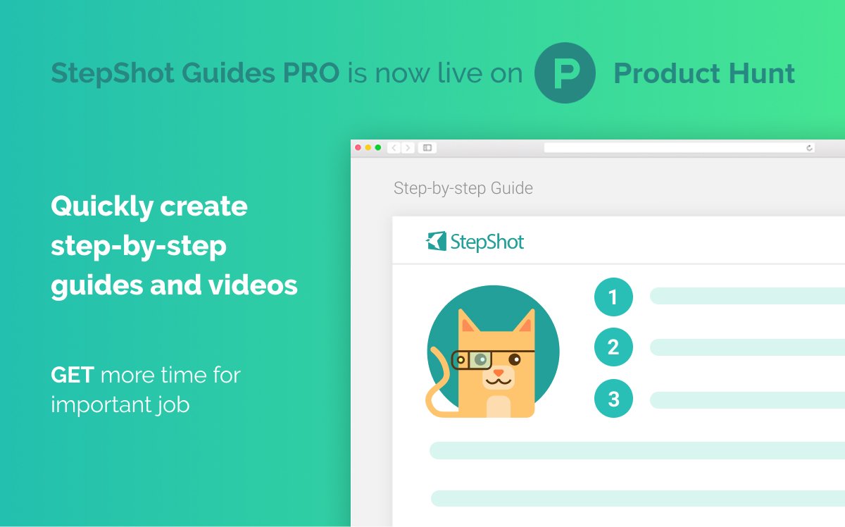 StepShotApp's tweet image. We're extremely excited to announce that StepShot Guide PRO has been featured on @ProductHunt today! It's been a long way for our team and we'd love to hear your feedback. Join our discussion🚀🚀
producthunt.com/posts/stepshot…
P.S. Thanks you @chrismessina for hunting our product🙂