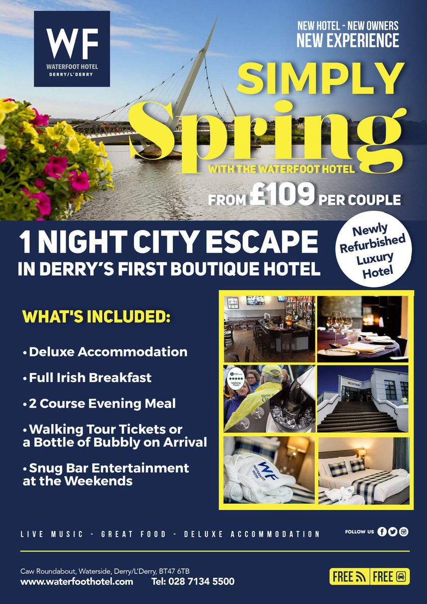 Step into #Spring 🌼🌼From £109 per couple

•Deluxe Accommodation
•Irish Breakfast
•2 Course Evening Meal
•Walking Tour or a Bottle of Bubbly