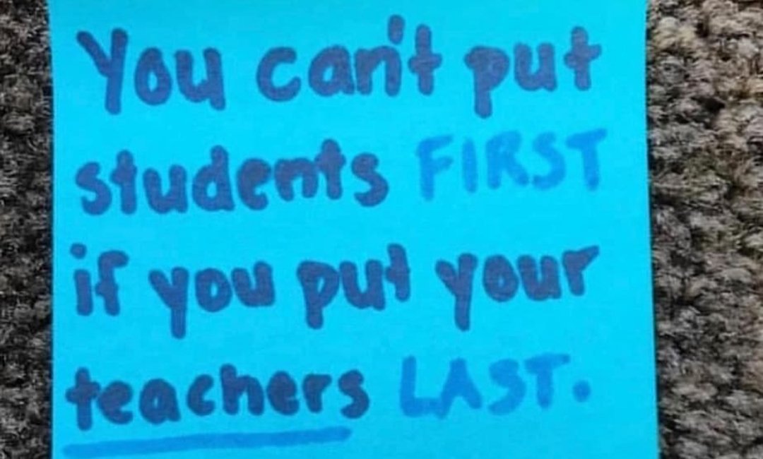 We frequently hear teaching and being an educator is rewarding… it absolutely is. But, it is also hard work. 
I know of no rule that says you have to choose one over the other- So, students first and remember teachers first too. 
Without committed teachers, nothing works.