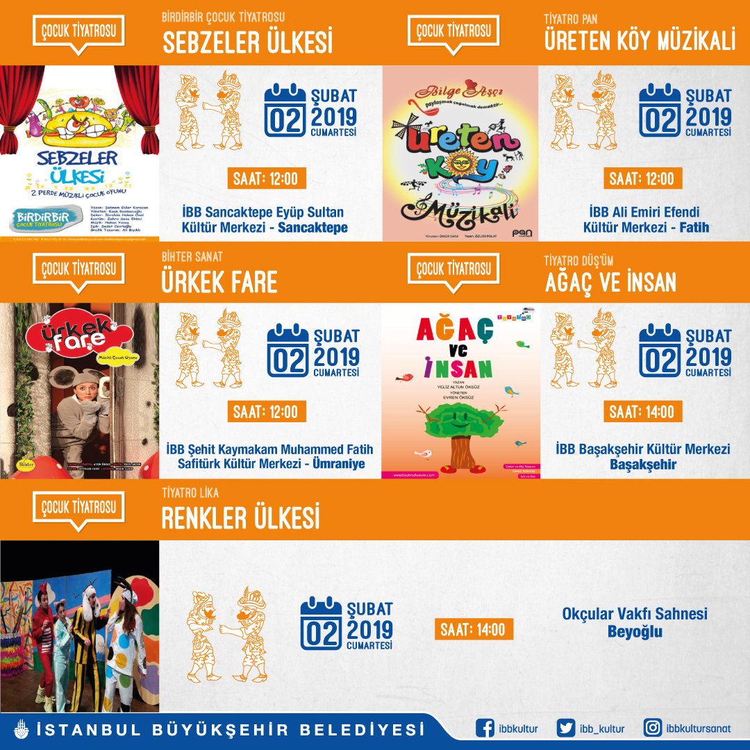 Yarıyıl tatilinin sonuna gelirken minik izleyicilerimiz ile buluşamaya devam ediyoruz.
📌Etkinliklerimiz ücretsizdir
<a href="/FatihBelediye/">Fatih Belediyesi</a> <a href="/Tuzlabelediyesi/">Tuzla Belediyesi</a> <a href="/BeyogluBld/">Beyoğlu Belediyesi</a> <a href="/Basaksehir_Bld/">Başakşehir Belediyesi</a> <a href="/esenlerbelediye/">Esenler Belediyesi</a> <a href="/SultanbeyliBel/">Sultanbeyli Belediyesi</a> <a href="/umraniyebeltr/">Ümraniye Belediyesi</a> <a href="/Gungorenbld/">Güngören Belediyesi</a> <a href="/BahcelievlerBel/">Bahçelievler Belediyesi 🇹🇷</a> <a href="/silebld/">Şile Belediyesi 🇹🇷</a> <a href="/Pendik_Belediye/">Pendik Belediyesi 🇹🇷</a>