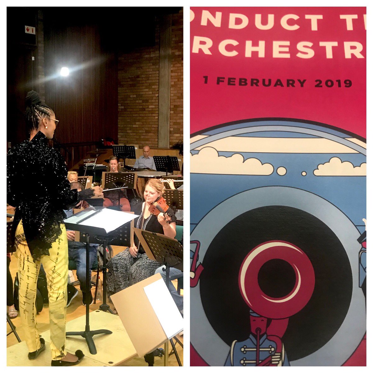 MichConstant's tweet photo. She’s a DJ but now she’s conducting an orchestra @azania_ rocking #BraHugh with the Joburg Festival Orchestra @basa_news #ArtMovesMe https://t.co/hLOwvuHrRh