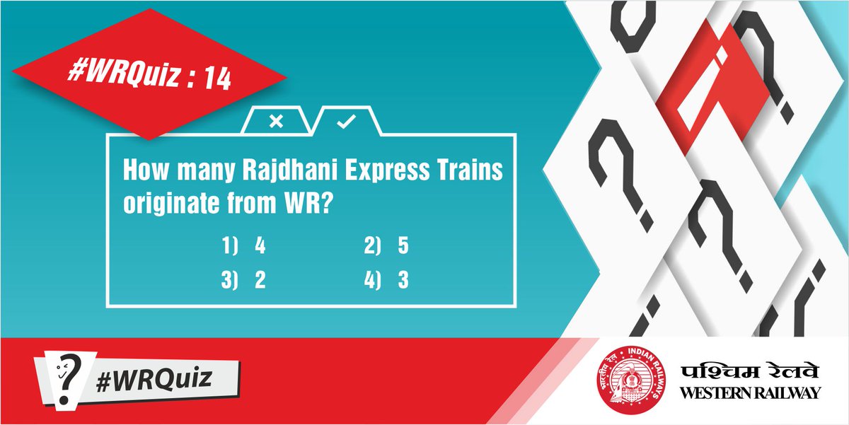 WesternRly's tweet photo. Choose the correct answer and share it in the comment section to win exciting prizes. Make sure you like WR's page, tag 3 friends, share the post and use #WRQuiz along with your answer.  #Quiz #WinExcitingPrizes #ChanceToWin https://t.co/p7bWqrGaEF
