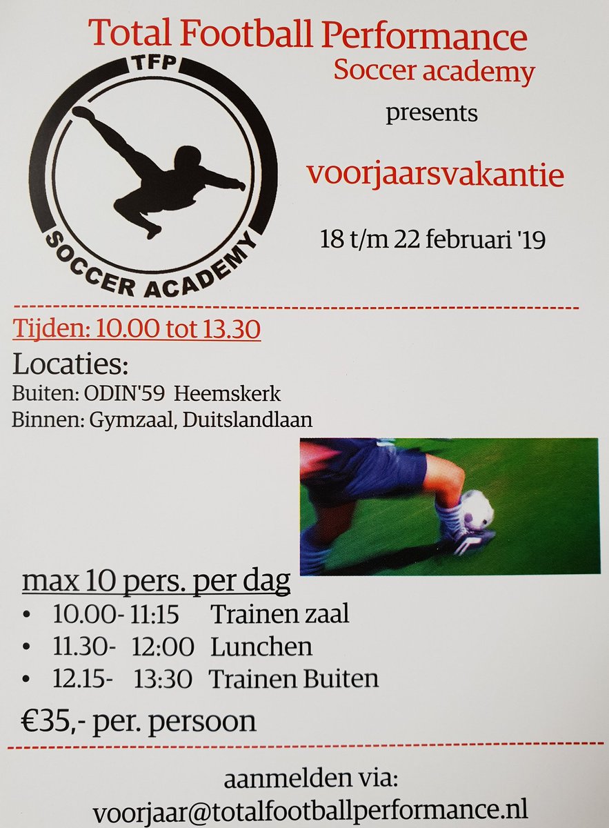TotalFootballP2's tweet image. In de voorjaarsvakantie is er de mogelijkheid om training te volgen. 
Geef je zo snel mogelijk op!!!
voorjaar@totalfootballperformance.nl