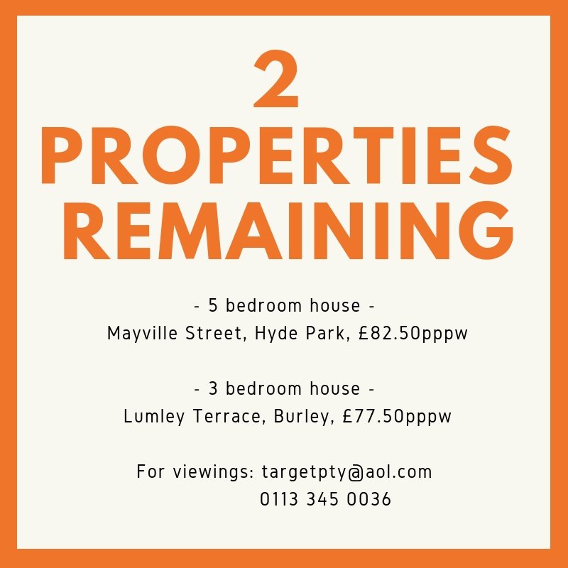 #leedsstudent Are you looking for a 3 or 5 bed house? These are our last 2 houses for July 2019 - targetproperties.co.uk