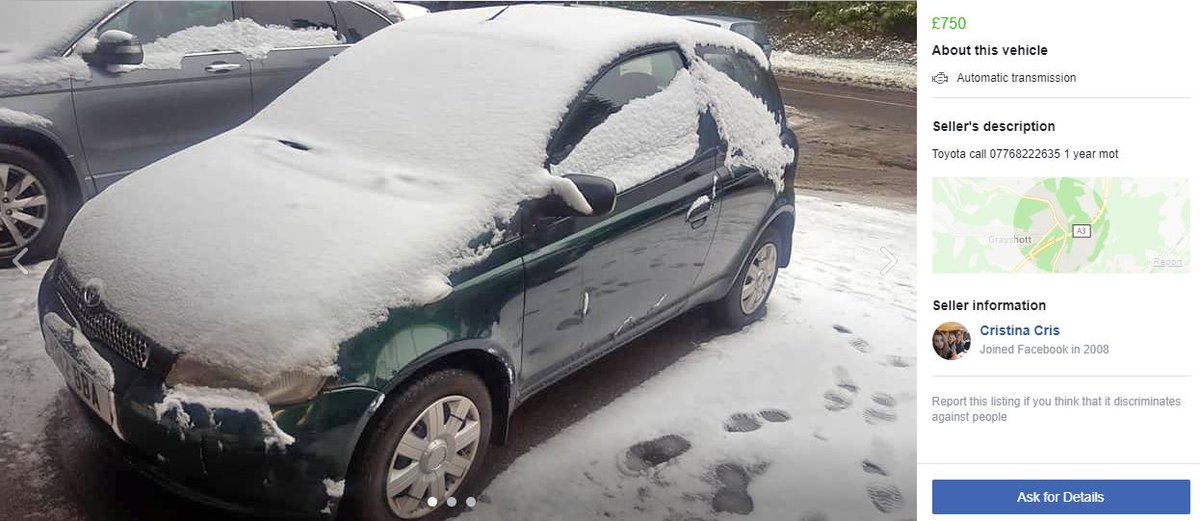 GrowLikeGrandad's tweet image. "I'm going to sell the car on Facebook love"
&amp;gt; "Make sure you take a photo"
Seriously? #SnowIdea