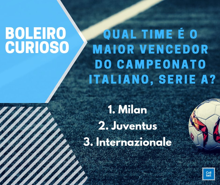 collbet_pt's tweet photo. Fala aí para gente, qual a resposta certa?? 🔮
Cuéntanos, ¿cuál es la respuesta correcta?🔮
⚽️1. @acmilan
⚽️2. @juventusfc
⚽️3. @Inter_en
#collbetbot #futebol #apostas #Brasil #futbol #apustas #SerieA #Italia #soccer #Argentina #Venezuela #footballtips #football https://t.co/W9k2ukvJN0
