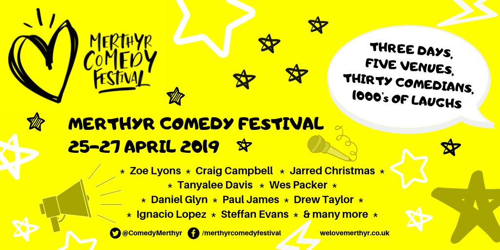 We Love Merthyr (@welovemerthyr) on Twitter photo Join us for MERTHYR COMEDY FESTIVAL, 25 to 27 April, with headliners <a href="/zoelyons/">Zoe Lyons</a>, Craig Campbell, <a href="/jarredchristmas/">Jarred Christmas</a> and <a href="/TanyaleeDavis/">Tanyalee Davis</a> ..... and many more! Full festival line up and ticket info here: connect.jokepit.com/organisers/500 Join us for MERTHYR COMEDY FESTIVAL, 25 to 27 April, with headliners <a href="/zoelyons/">Zoe Lyons</a>, Craig Campbell, <a href="/jarredchristmas/">Jarred Christmas</a> and <a href="/TanyaleeDavis/">Tanyalee Davis</a> ..... and many more! Full festival line up and ticket info here: connect.jokepit.com/organisers/500