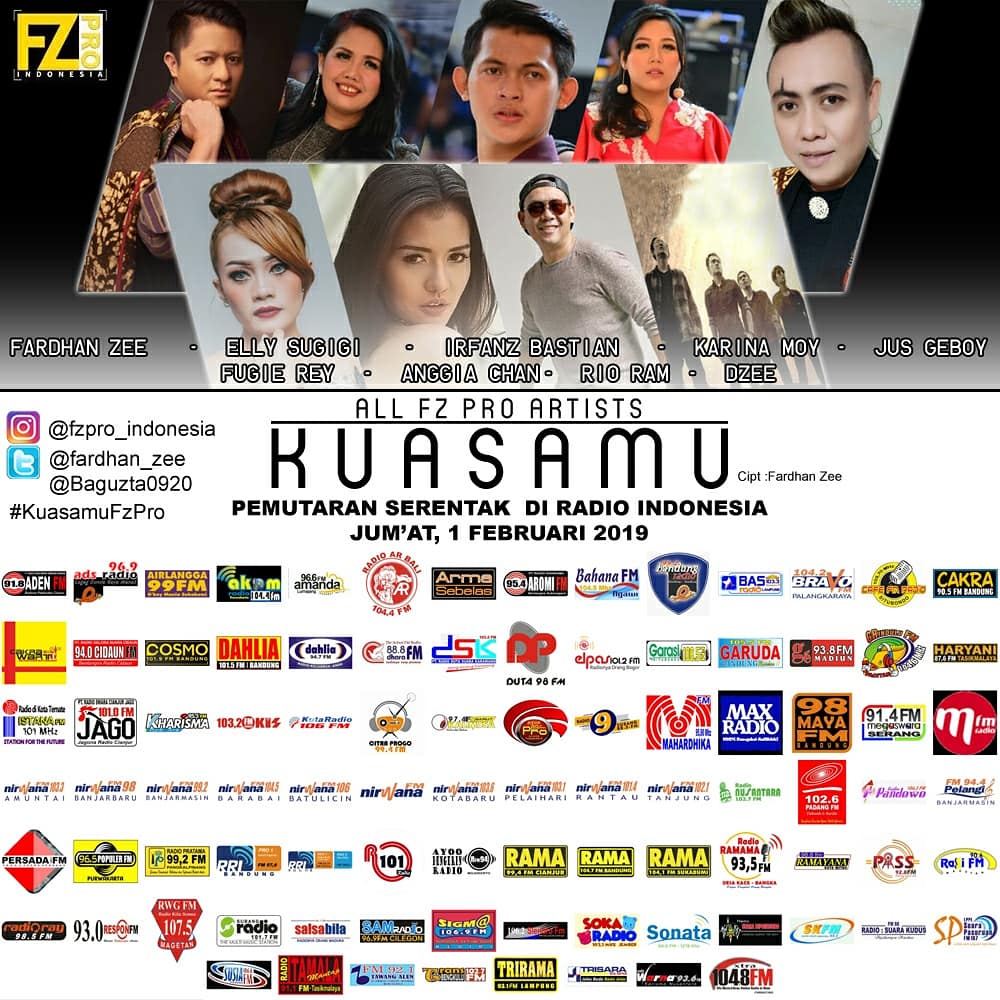#NewRelease On #PemutaranSerentak New Single #ALLFZPROARTIST - #KUASAMU from <a href="/fardhan_zee/">fardhan zee</a> <a href="/Baguzta0920/">S.Bagus</a> cc <a href="/WienaAlfiana18/">ceu win win</a> #kuasamuFzPro MD @hendraaCafe #MusikAsik