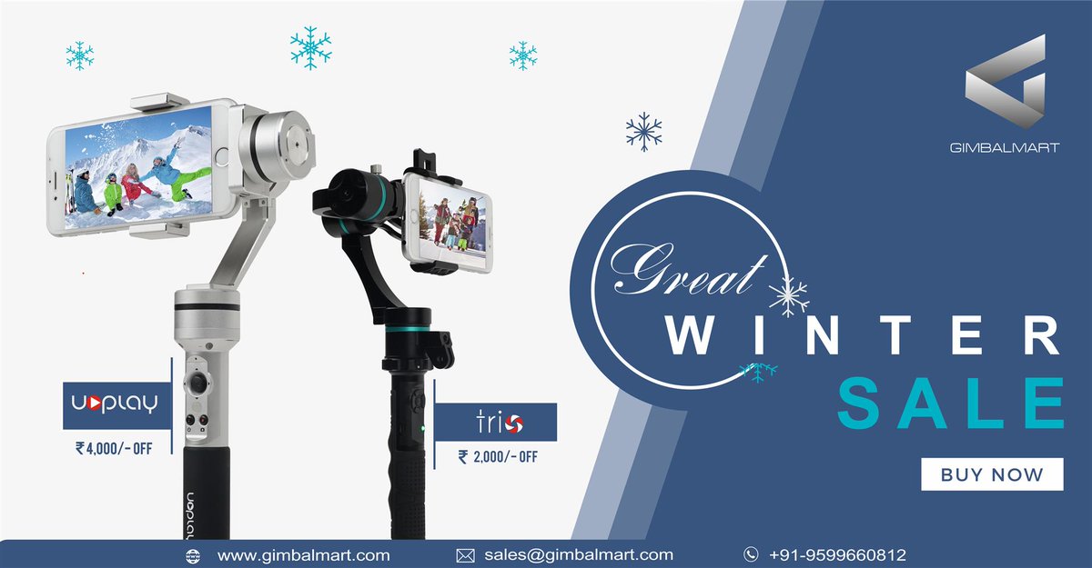 Gimbalmart's tweet photo. It’s snowing and you’re missing all the great snowflake fun! Grab your own #Gimbal in this great #winter sale at a discounted price! Hurry #Offeravailable for a limited time…and so is winter!
Buy Now : https://t.co/MPTgj4dok3 | +91 95996 60812 | sales@gimbalmart.com 
#WinterSale https://t.co/jj3qTNyPOE