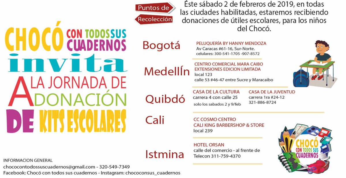 choconcuadernos's tweet photo. Ya sabes este sábado 2 de febrero te esperamos... CASA DE LA CULTURA en Quibdó... A donar, a donar, a donar acercate a donar...... https://t.co/ZBiD0Y9tAg