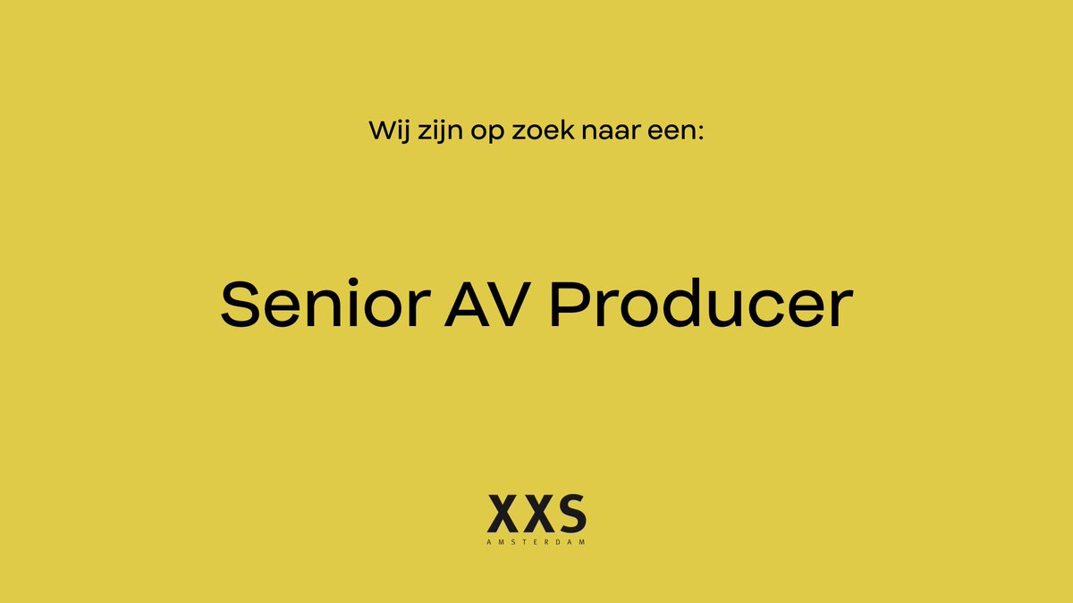 #Jobalert | XXS is op zoek naar een Sr. AV Producer met minimaal 5 jaar ervaring om de Creative Production Unit te versterken.
xxs.amsterdam/careers/senior…