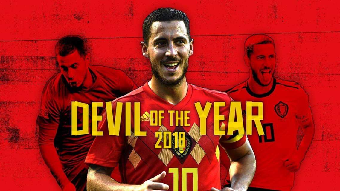 Atinka1047fm's tweet photo. OFFICIAL: Eden Hazard has been voted #DeviloftheYear for his performances for Belgium in 2018.
Eden Hazard10 (14.974)
Axelwitsel28 (3.801)
DeBruyne (2.005) https://t.co/5Q3gKgNkwM