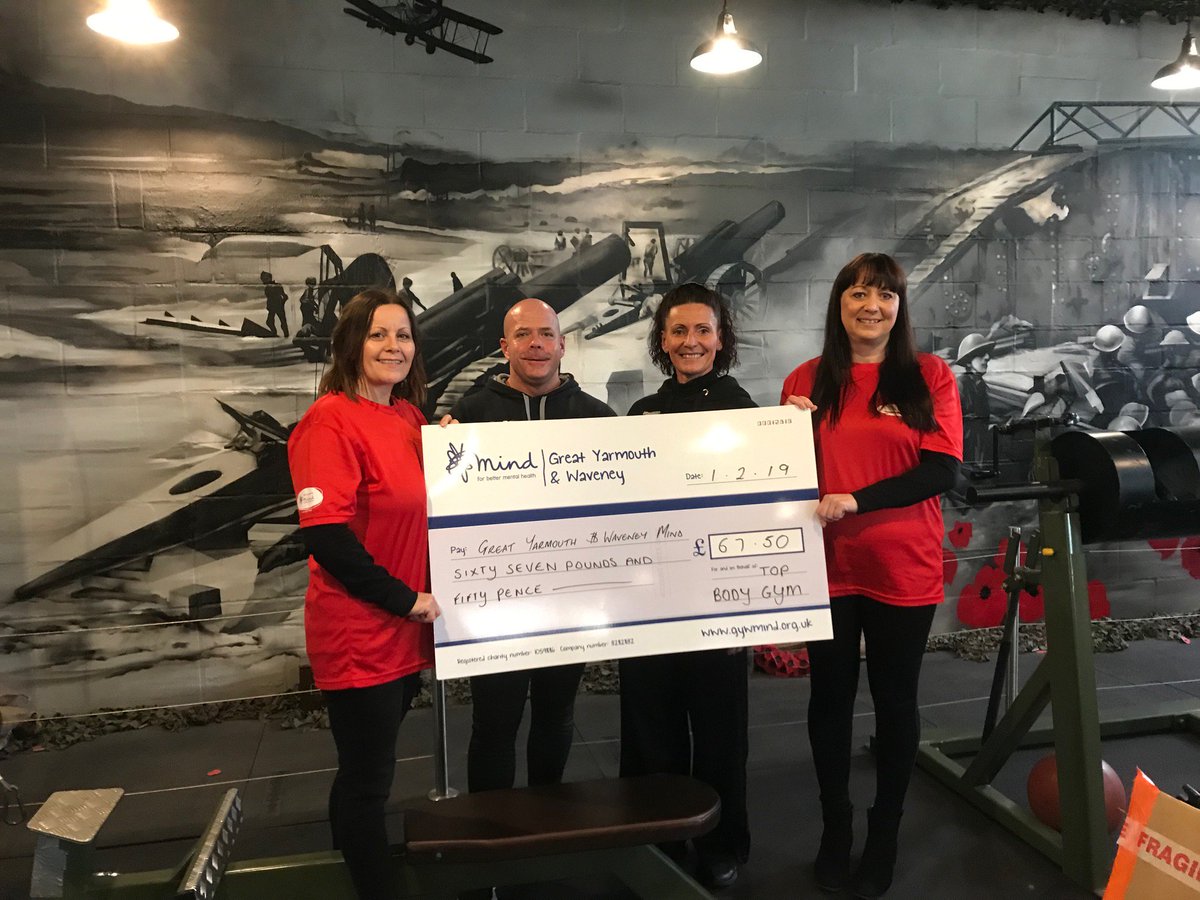 MindGYW's tweet photo. A HUGE THANK YOU to Shelley Graysmark, Sarah Patterson and the staff and clients of Top Body Gym for your kind donation of £67.50, raised from your involvement in and promotion of the RED January 2019 campaign. #topbodygym #shelleysaerobics #REDJanuary https://t.co/58UvhX1NMk