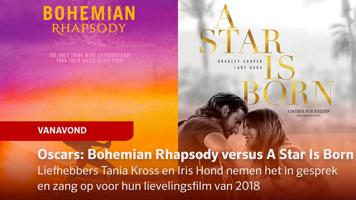 Welke muziekfilm verdient een Oscar: Bohemian Rhapsody of A Star is Born? Liefhebbers @taniakross en @irishond nemen het in gesprek en zang op voor hun lievelingsfilm van 2018 rtllatenight.nl/nieuws/artikel… #RTLLN #rtllatenight