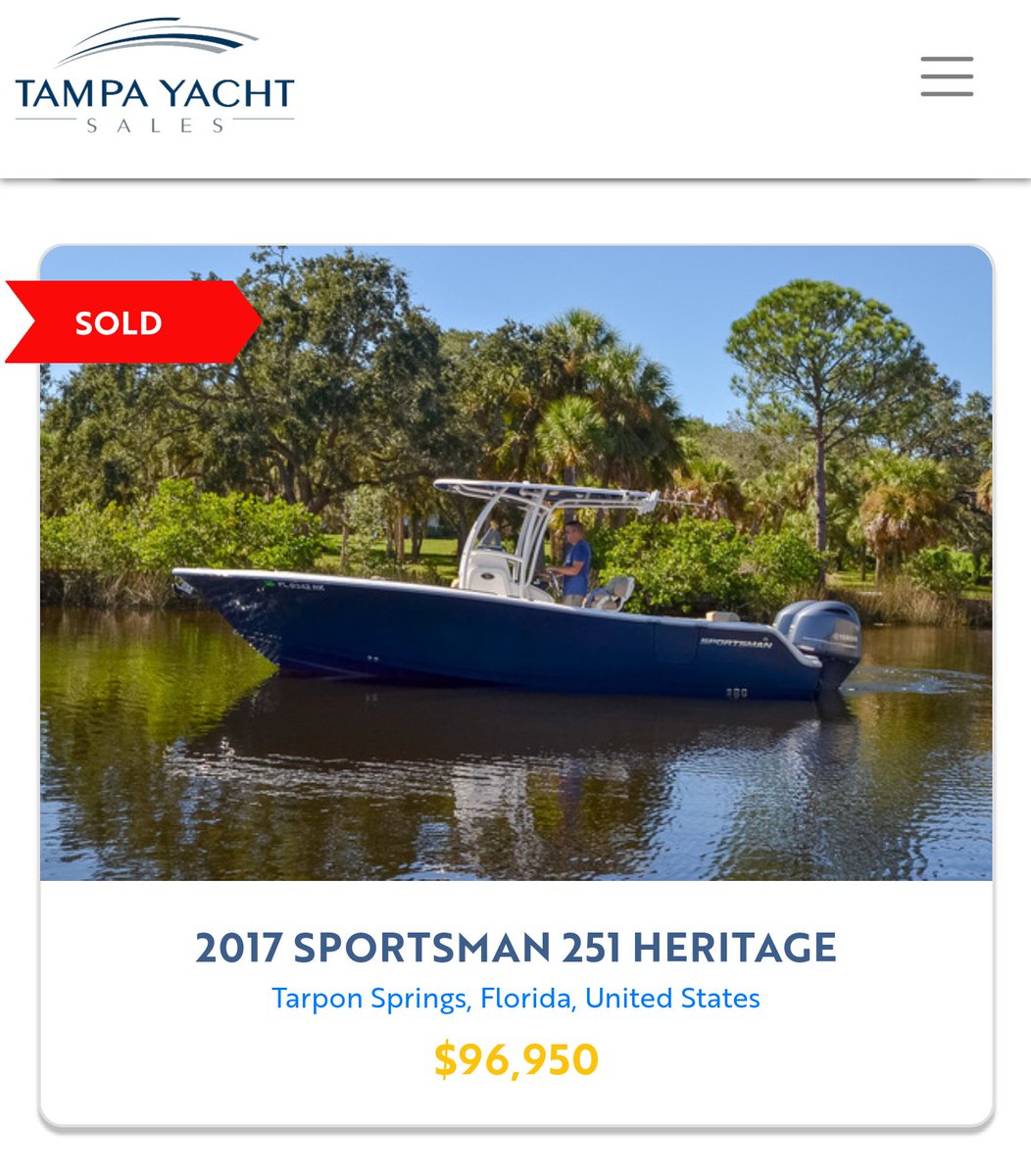 SOLD - 2017 Sportsman 251 Heritage #sportsmanboats #tarponsprings #boatbrokerage #tampayachtsales Call today to buy or sell you next boat or yacht 813.906.0888.