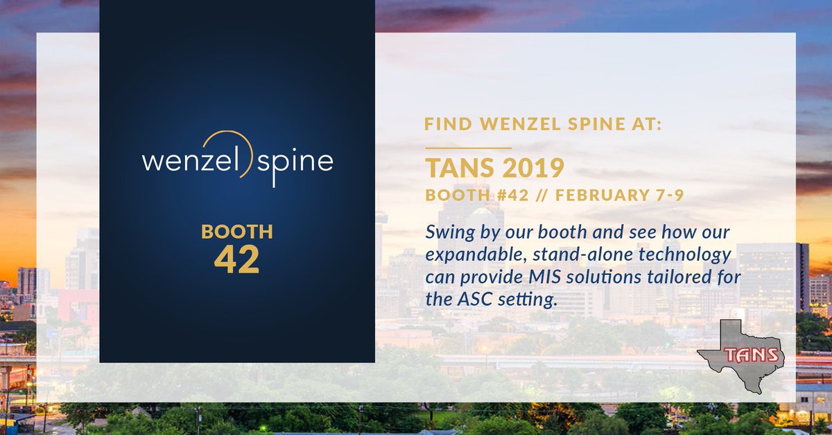 WenzelSpine's tweet photo. If you're headed to San Antonio next week for #TANS , come visit our very own John Ulrey at Booth #42 and see how our solutions can help you #simplifyspine. #TANS2019 #MIS https://t.co/BLmEfWN3py