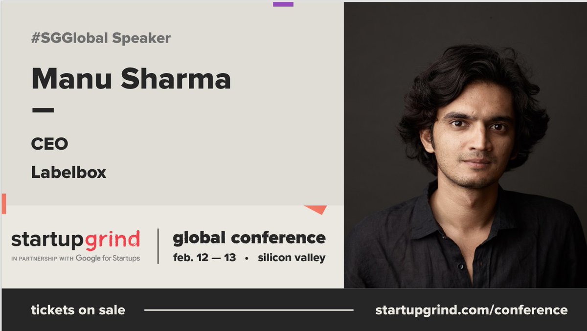 Excited for our CEO, Manu Sharma, to speak <a href="/StartupGrind/">Startup Grind</a>'s #SGGlobal Conference in Redwood City on Feb 13. Manu will be a panelist on Ethical AI - Leveraging Cloud technologies and ML/AI for Social Good. Come by and say hi! bit.ly/2CWrWOC