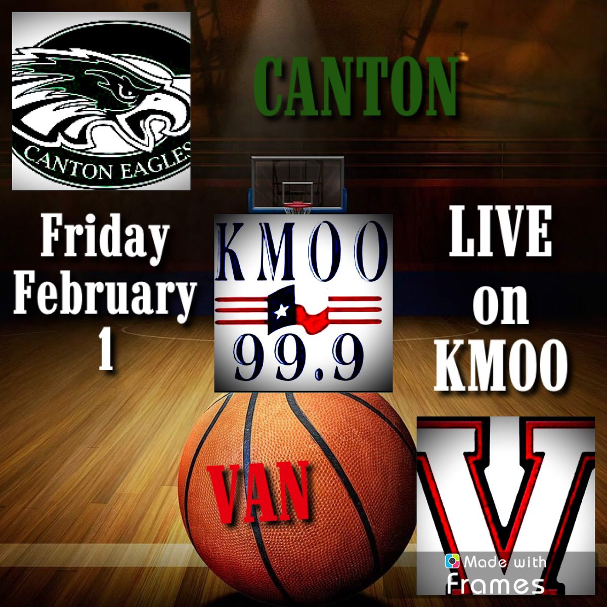 Tune in tonight for the BEST of East Texas HS Basketball! We will be LIVE from Van as Van takes on Canton! The girls game will tip off about 6-6:15 and the boys will follow. You can listen LIVE on 99.9 KMOO and around the world at kmoo.com