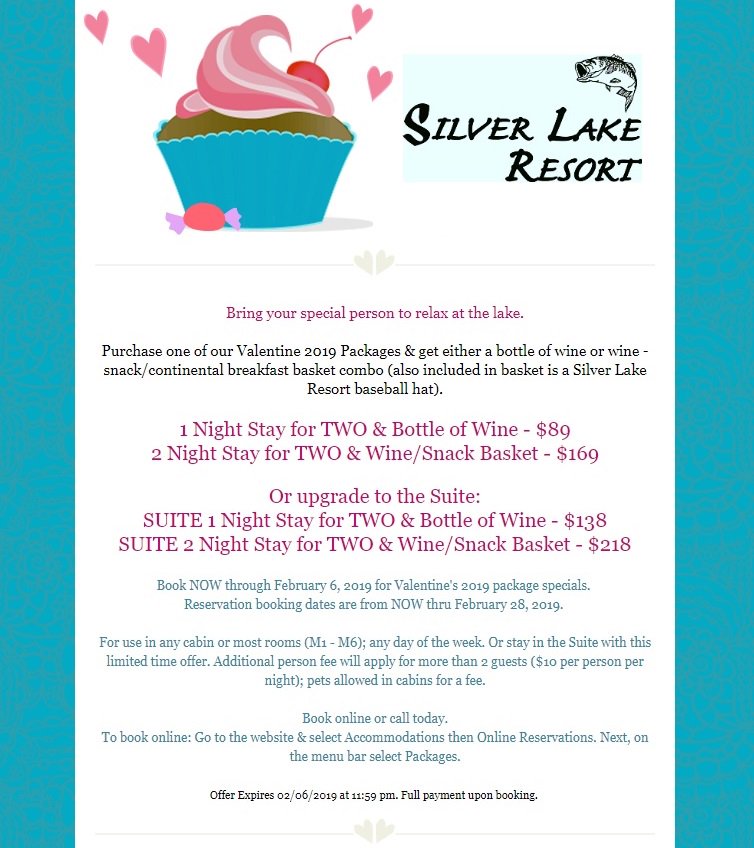 Don't miss out on this special offer before its gone!

Treat your special someone to a sweet escape.💙

Limited time only- Book NOW through February 6th, 2019.

Call us or Book Online today!