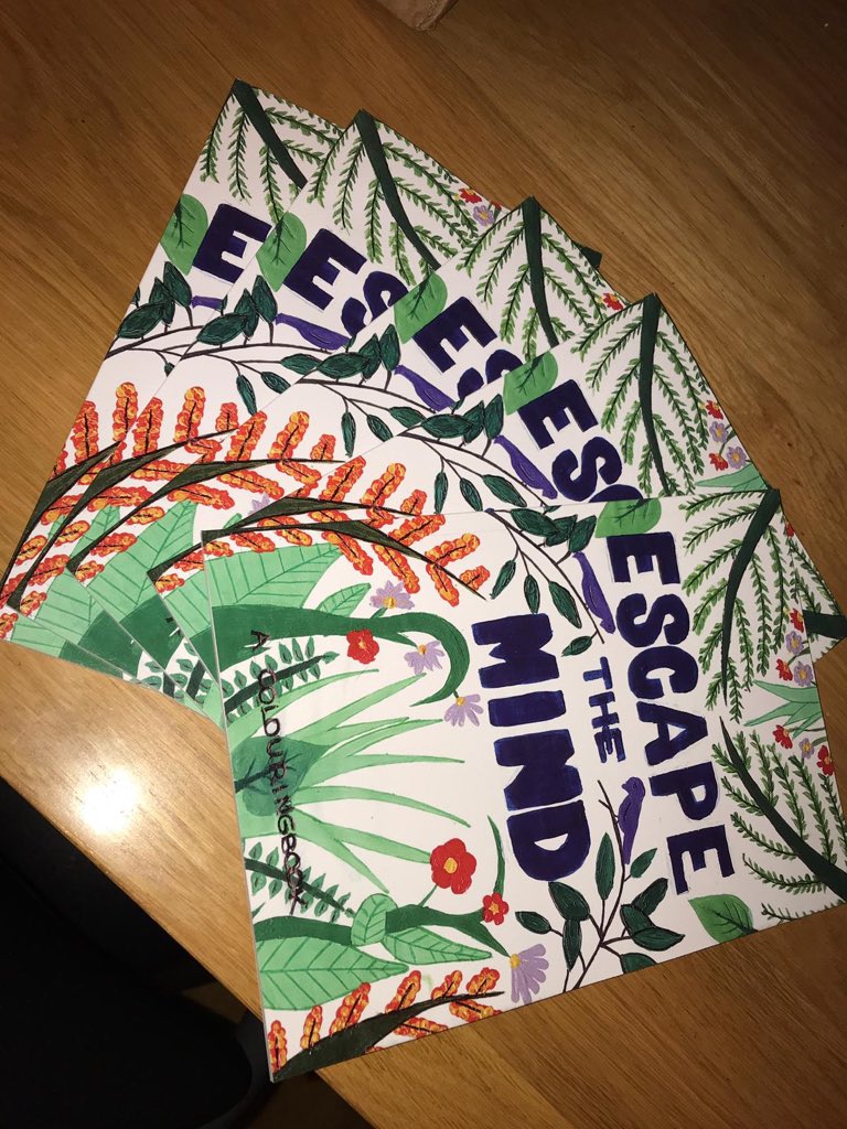 They’re finally ready!! So excited to launch our unique new colouring books for relaxation and de-stressing🌿ESCAPE THE MIND🌿 coming to you Monday!! #escapethemind #NWC #youngenterprise