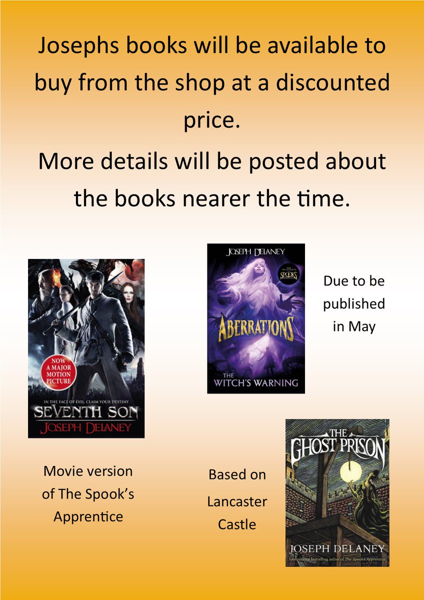 The_Book_Lounge's tweet photo. Excited to announce that as one of our World Book Day events we are hosting our first author book signing.  Joseph Delaney, a local author of teenage fiction (of interest to adults too), will be in the shop on Saturday 9th March between 1-3 pm. https://t.co/cRqetMLjTC