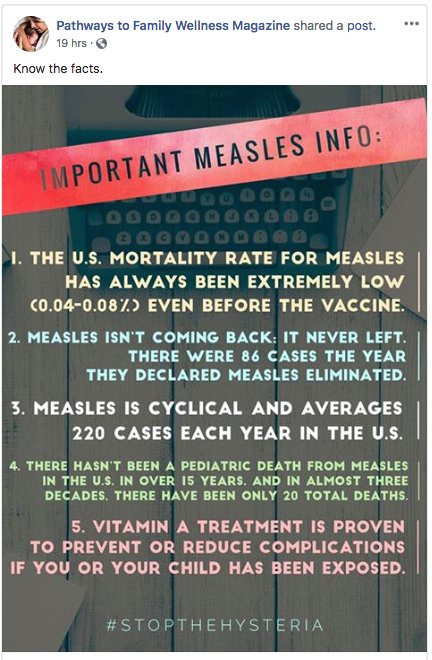 HealthWatch123's tweet photo. International Chiropractic Pediatric Association's magazine (pathway) is promoting theory measles outbreak is hysteria. They train Canadian chiros! @Kidsdoc1Rick @drflanders @drcadesky @jblackmerMD @drgigiosler @DrPChouinard @CaulfieldTim @CarlynZwaren @DocBastard @cfpcceo https://t.co/PJ2SeIf3oW