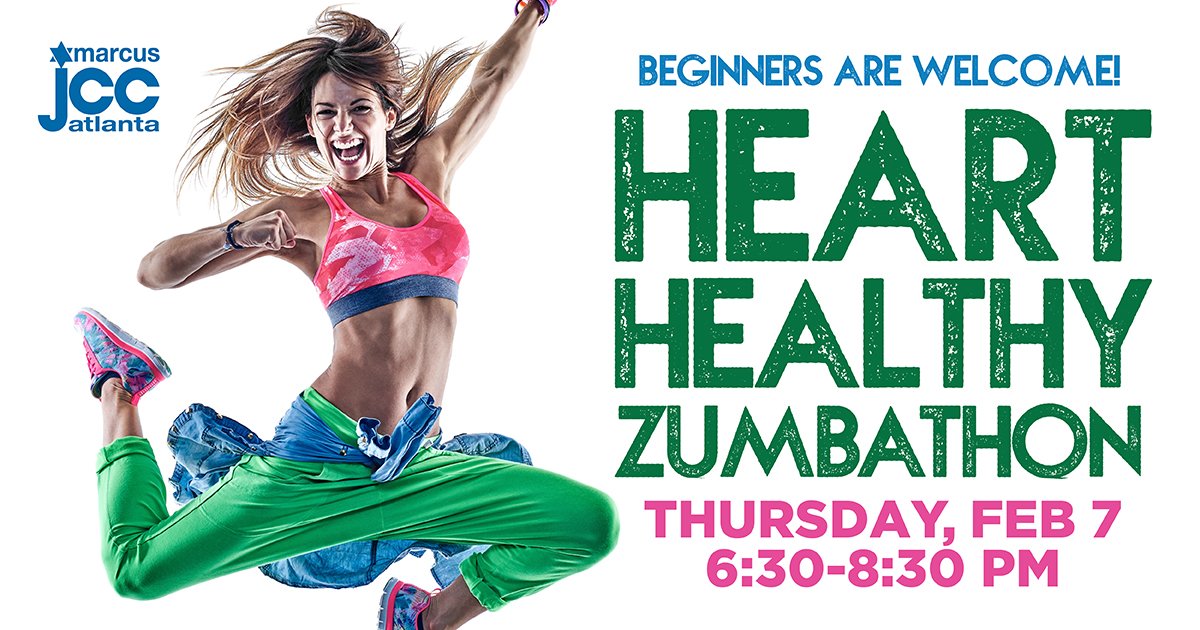 Get your heart pumping and your body moving at our Heart Healthy Zumbathon on Thursday, Feb. 7 from 6:30-8:30 pm. Join us for one or two hours of fun Zumba® dancing to celebrate American Heart Month. Learn more and sign up at atlantajcc.org/zumba. #mjccafit #fitnessfriday