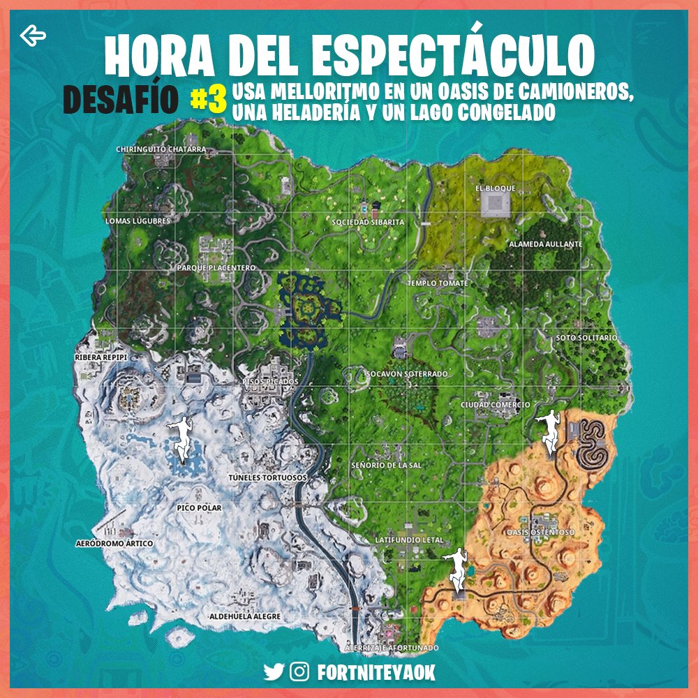 fortniteyaok's tweet photo. Guía para completar el Desafío #3 #HoraDelEspectáculo + Recompensa🔝 
#FortniteChallenges #FortniteBR #FortniteYA #FortniteCommunity #FortniteNews https://t.co/3Ls5A5KnRu