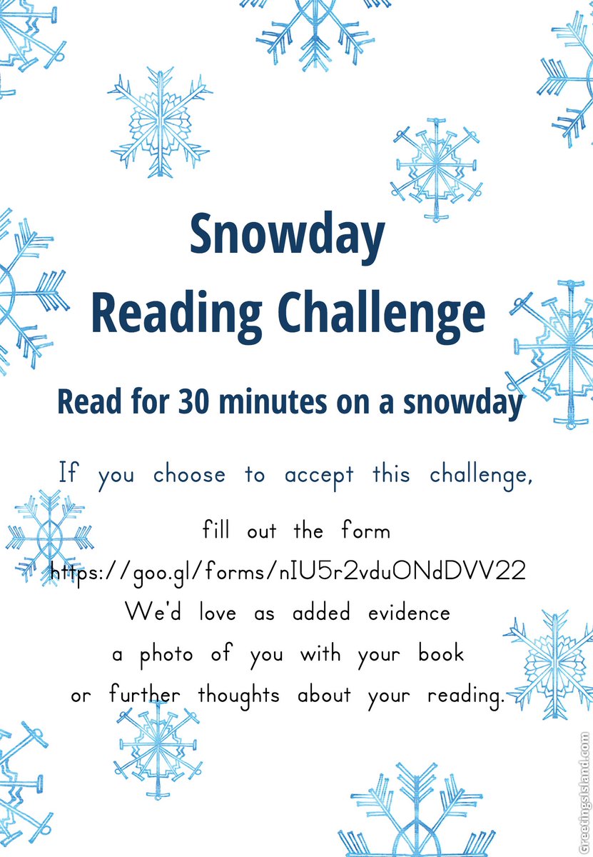 therockyearbk's tweet photo. So far, Middle School students are winning the #SnowDayReading Challenge.  You can still participate: Read 30 minutes during the snow days, fill out the form  \https://t.co/ogmF9KwAPO https://t.co/5slTLWgUn5