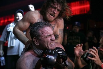 CloonProduction's tweet photo. Tom Lawlor welcomes Ken Shamrock to the Ultimate Bar Brawl in proper no ring no rules fashion... but Shamrock showed he’s still got it, dunked Lawlors head into a toilet and he got the W.  

📷 by @RyanLoco  #UBB https://t.co/RVMWPkWk3V