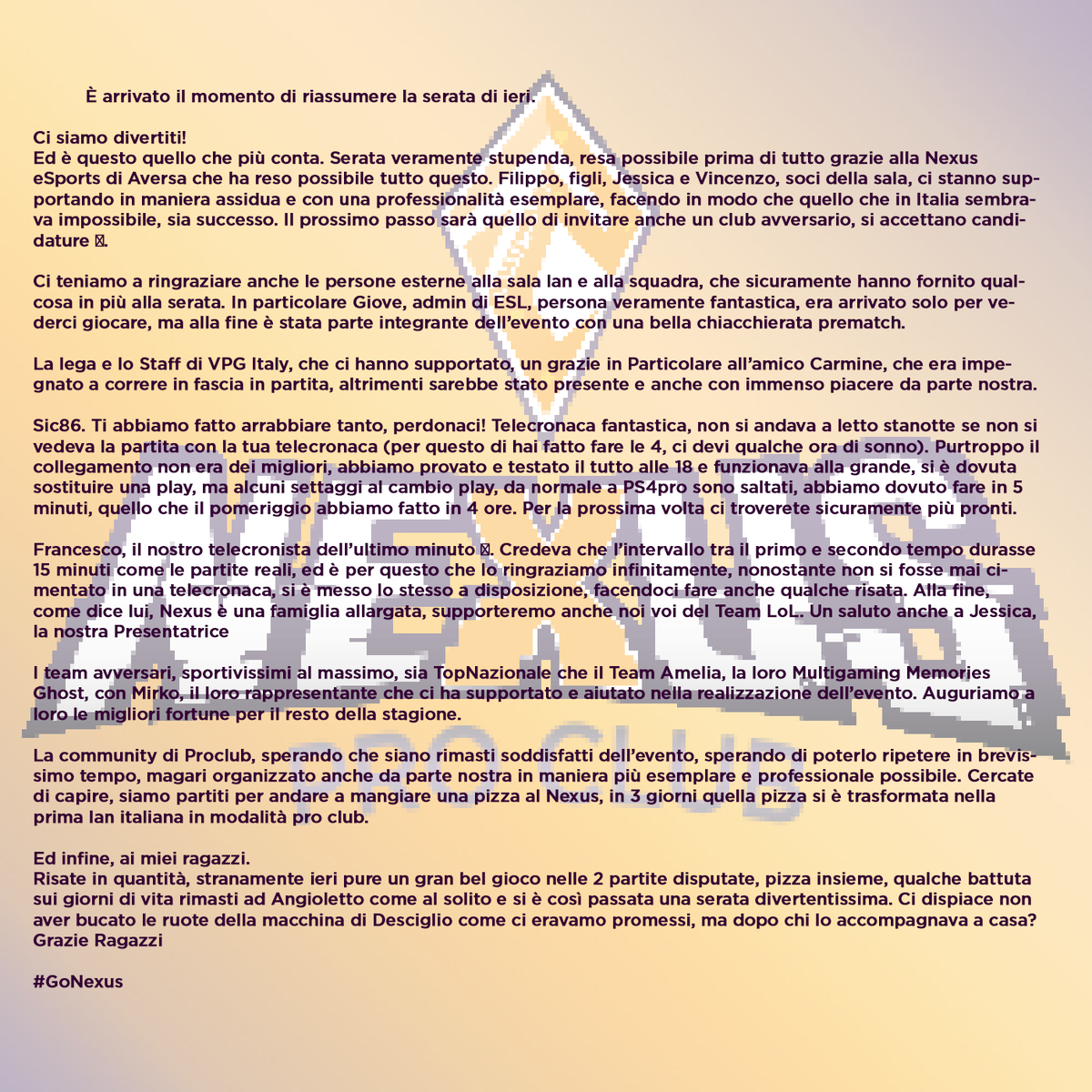 NexusProClub's tweet photo. Grazie a tutti!
@Nexus_eSports_ 
@VPG_Italy 
@ESLFIFA 
@Sic_86 
@FTWGi0v3 https://t.co/fpJRZ0j048