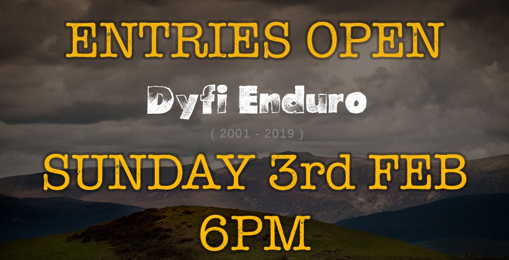 Don't forget that 2019 Dyfi Enduro entries open this Sunday (3rd Feb) at 6PM. dyfievents.com/events/dyfi-en…   With less than 450 entries going on sale we anticipate they won't last long.