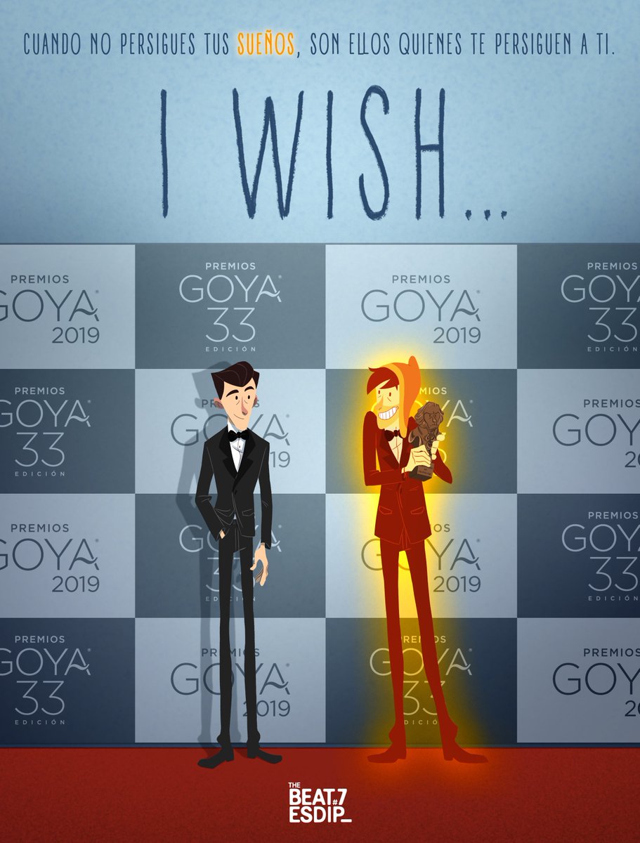 ¡Mañana es el gran día! A partir de las 22h estaremos todos enganchadísimos a la 33ª Edición de los <a href="/PremiosGoya/">Premios Goya</a> , donde estarán <a href="/VictorLPinel/">Víctor L. Pinel</a> y <a href="/emilio_lujan/">Emilio Lujan-Reyes</a> (director y productor) representando al equipo de <a href="/IWish_esdip/">I Wish...</a> ... y The Beat #7 ESDIP ¡¡¡Mucha suerte!!! #Goya2019