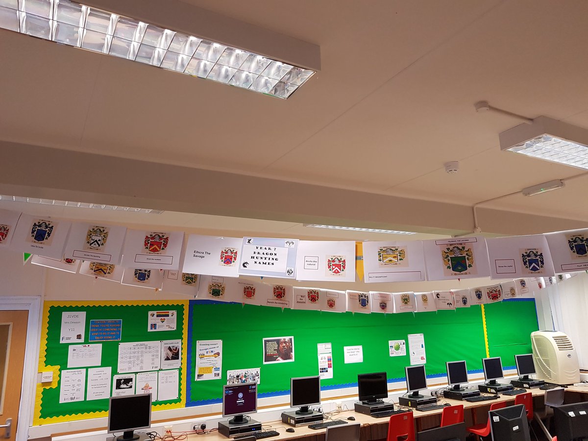 FANINFOTECH's tweet photo. @FakenhamAcademy Year 7 students are ready to do battle with dragons! Dragon Hunter names &amp; coats of arms all done.  Bring on the dragons! https://t.co/3BilmCpqHW