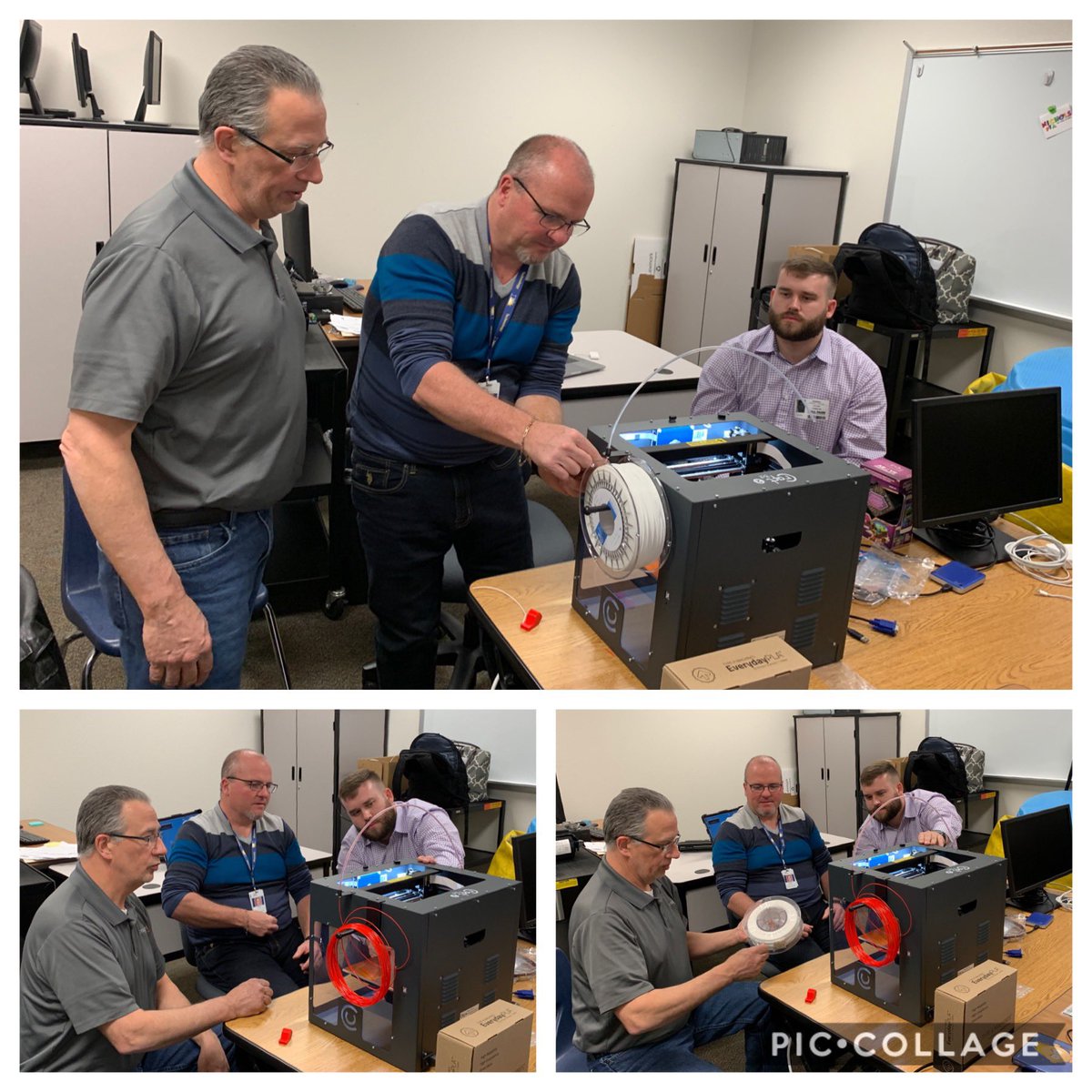 myBESTElife's tweet photo. Learning how to use our new 3D printer! Mr. Hunter can’t wait to introduce this to our students! @hunter8450 @BMI_Imagenet @nicholsfrisco @friscoisd @FriscoISDTech @ci_elem #FriscoFutureReady #ourfisdstory #NicholsStrong #FriscoIC https://t.co/rshuk1xNFW
