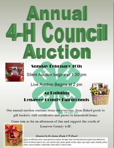 lenaweefair's tweet photo. Come support our Lenawee County 4H Youth as they prepare for the 180th fair! Join us for the Annual 4H Council Auction being held on SUNDAY FEBRUARY 10.The Ag Building at the Fairgrounds 1:30 Silent Auction 2:00 Live Auction #4h #180years #lenfair2019 #lenaweecountyfair https://t.co/VoQ7IhrXTY