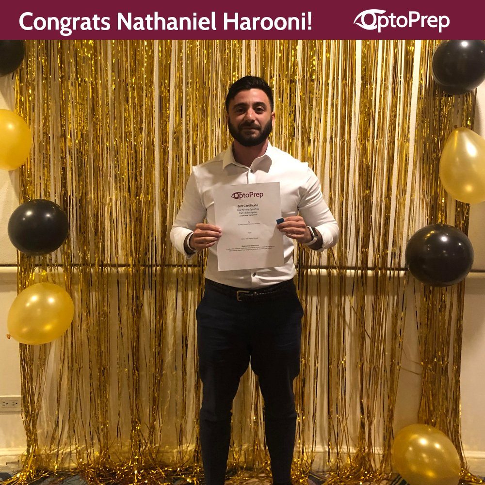OptoPrep's tweet photo. Congratulations to Nathaniel Harooni for winning a Part I #OptoPrep Gift Certificate at the IAUPRSO Student Convention! https://t.co/nNRpeGdH5s