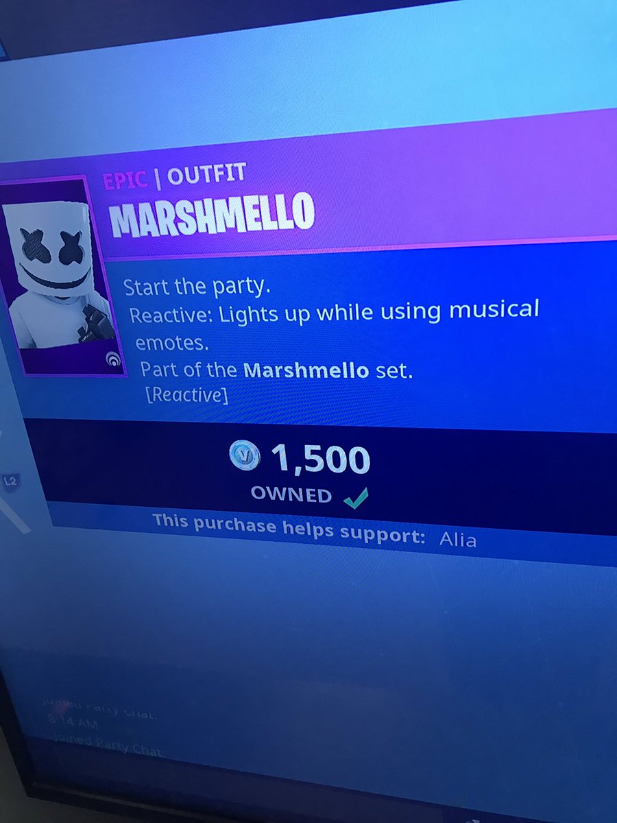 MattBoi300's tweet photo. @OMGitsAliA Marshmello skin!!! 🔥 https://t.co/rGEL4LB3lA