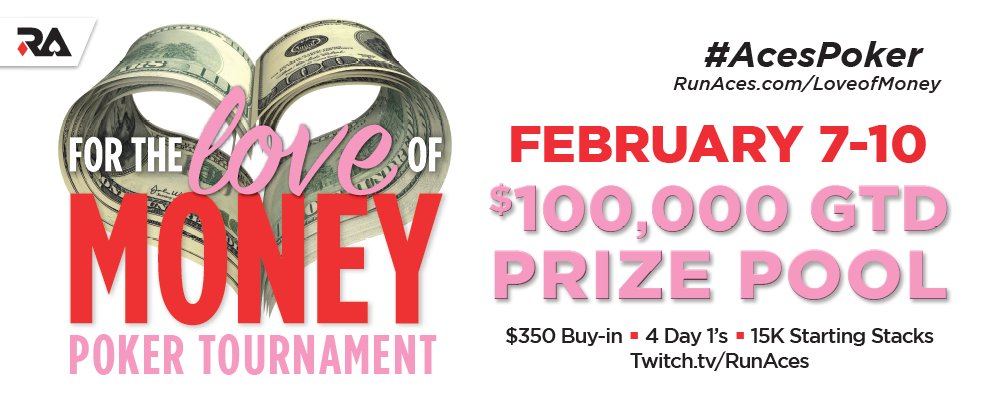 RunAcesPoker's tweet image. RT by Feb 4th for a chance to win a $350 For The Love Of Money Main Event Seat! 18+ only no purchase req. #AcesPoker RunAces.com/LoveOfMoney