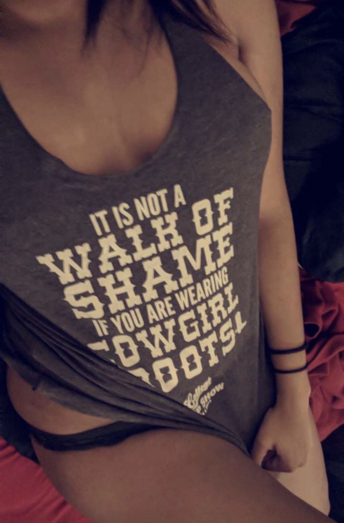 GreasyTonys's tweet photo. It is not a #walkofshame if you are wearing #cowgirlboots
#repcps #racerback #letsjuststayinbed #flbp #burnyourbra https://t.co/gBny88MEzp