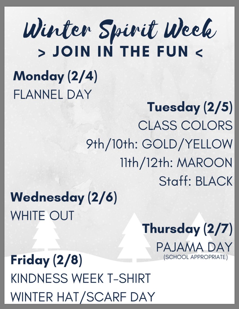 SOARNAHS's tweet photo. Winter Spirit Week is here!!! Show your spirit and join the fun! @napls_hs @NASSConvocation @napls @EagleBackers @napls_athletics @nahsband @nahstheatre @NAHS_SC https://t.co/yeEvpYjYuy