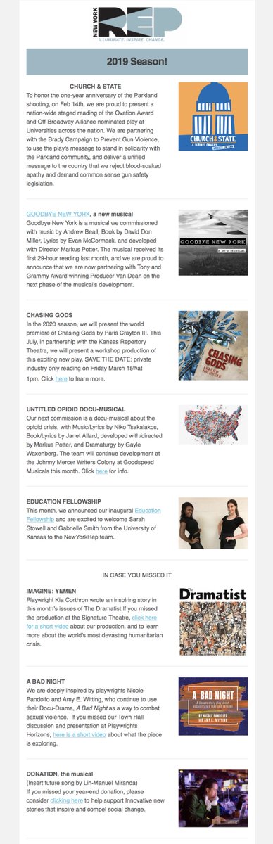 NYReptheatre's tweet photo. #NewYorkRep 2019 Season announcement update! - https://t.co/gsehe9P6ID https://t.co/LqEtO9lGpR