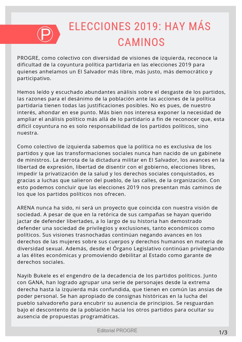 Progre_org's tweet photo. ✍️🔥 #EditorialProgre
Compartimos nuestro editorial: "Elecciones 2019: Hay más caminos" https://t.co/ePGt6SSuX4