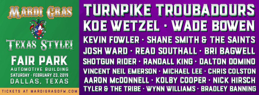 Texas Music Pickers (@txmusicpickers) on Twitter photo *TICKET GIVEAWAY* Who wants a pair of tickets to <a href="/mardigrasdfw/">Mardi Gras DFW</a>? To enter, retweet this & comment below with which artist you are looking forward to seeing the most (please don't tag them). We'll pick a winner every Friday (2/1, 2/8, 2/15, & 2/22). *TICKET GIVEAWAY* Who wants a pair of tickets to <a href="/mardigrasdfw/">Mardi Gras DFW</a>? To enter, retweet this & comment below with which artist you are looking forward to seeing the most (please don't tag them). We'll pick a winner every Friday (2/1, 2/8, 2/15, & 2/22).